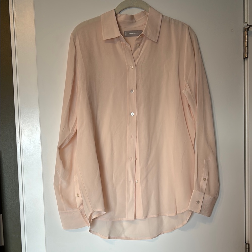 Everlane Pink Silk Button Down Shirt